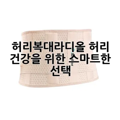 허리복대라디올: 허리 건강을 위한 스마트한 선택!